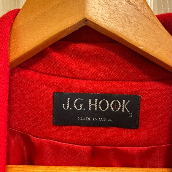 RED 100% Wool JG Hook Size 14 Vintage Dress Coat - Picture 3 of 8